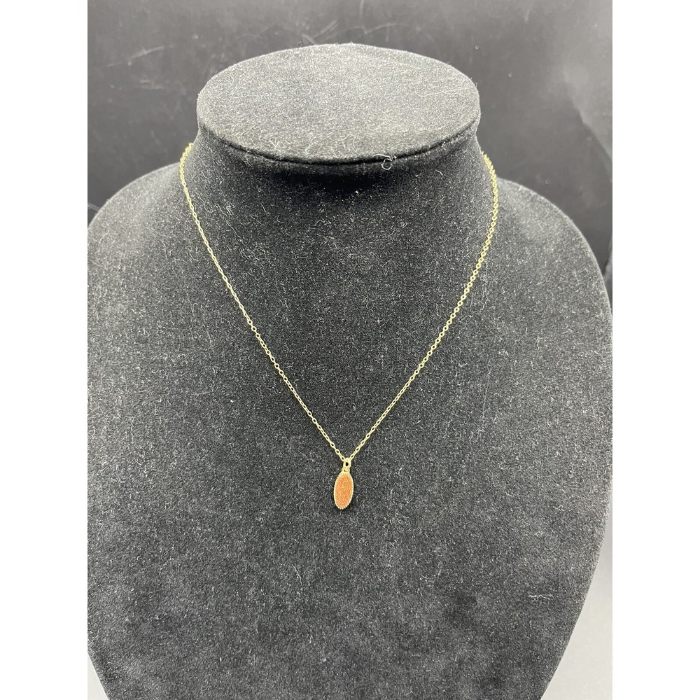 1/20 12K GF Gold Filled Chain Necklace 15.5" Long with Sunstone Pendant